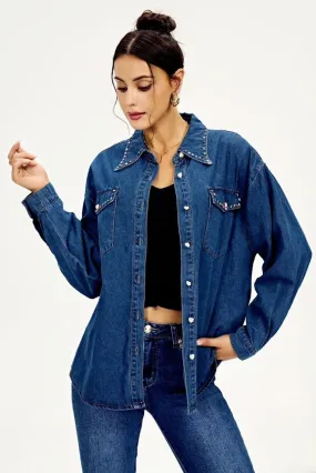 (3p. pack) Coloured Crystal and Pearl Cotton Denim Shirt
