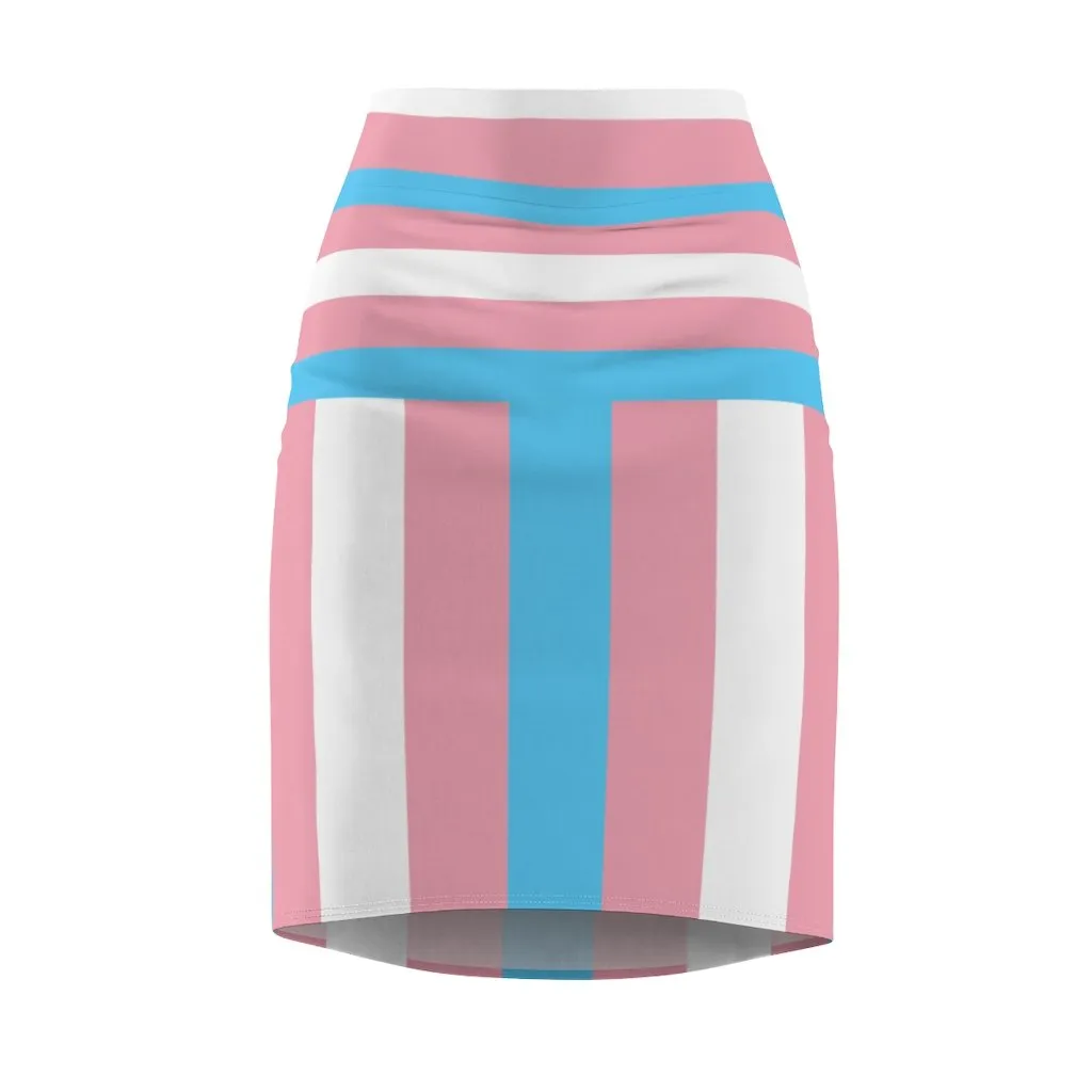 65 MCMLXV Women's LGBT Transgender Pride Flag Print Pencil Skirt