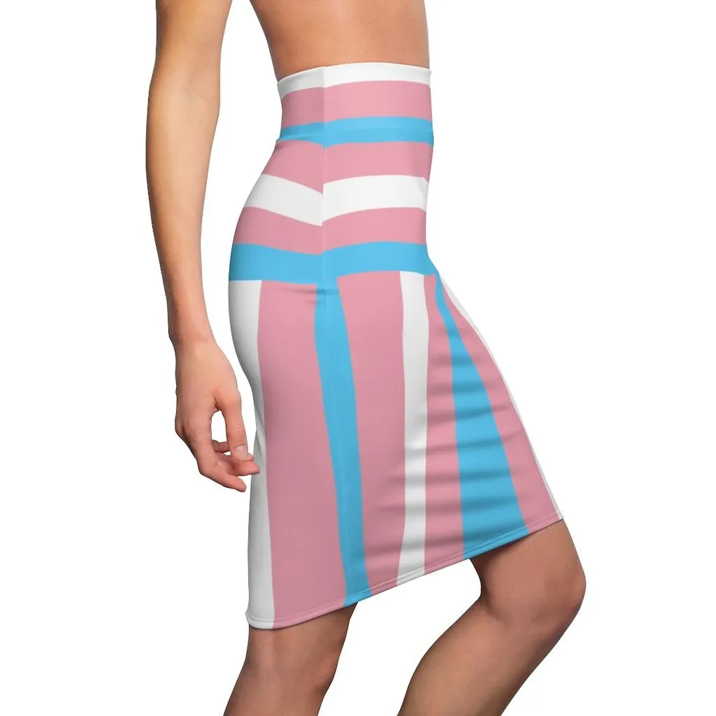 65 MCMLXV Women's LGBT Transgender Pride Flag Print Pencil Skirt