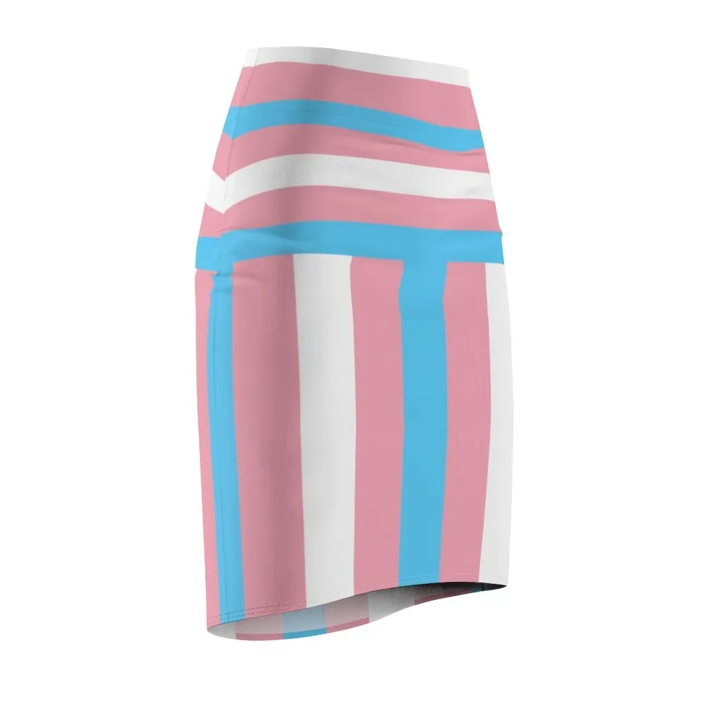 65 MCMLXV Women's LGBT Transgender Pride Flag Print Pencil Skirt