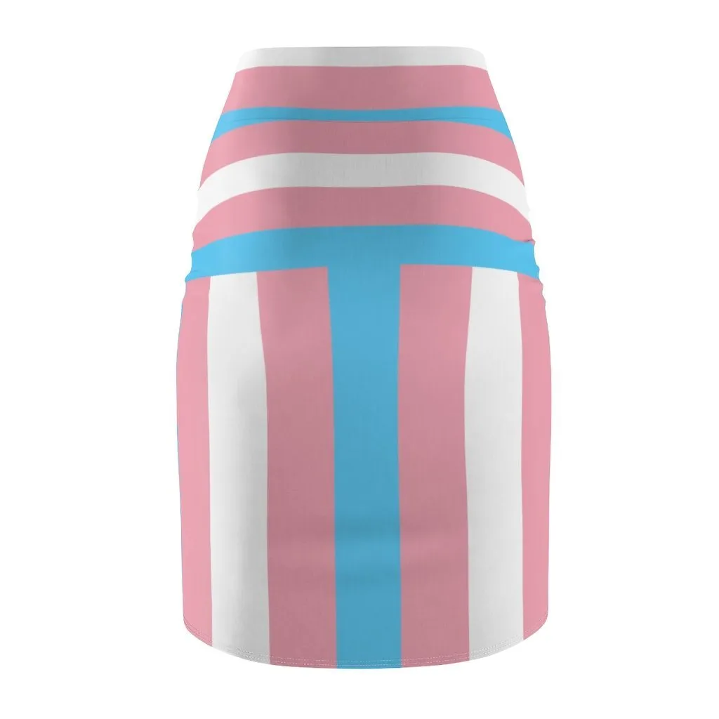 65 MCMLXV Women's LGBT Transgender Pride Flag Print Pencil Skirt