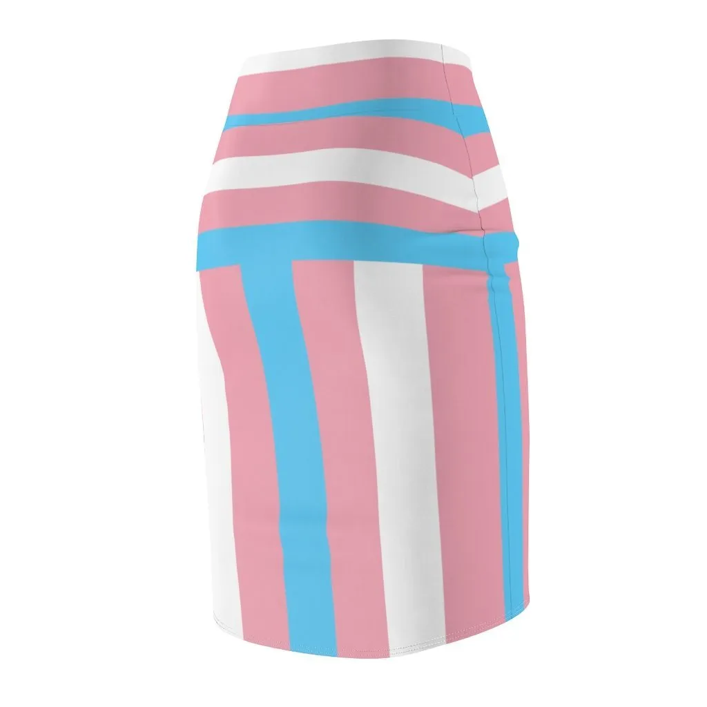 65 MCMLXV Women's LGBT Transgender Pride Flag Print Pencil Skirt
