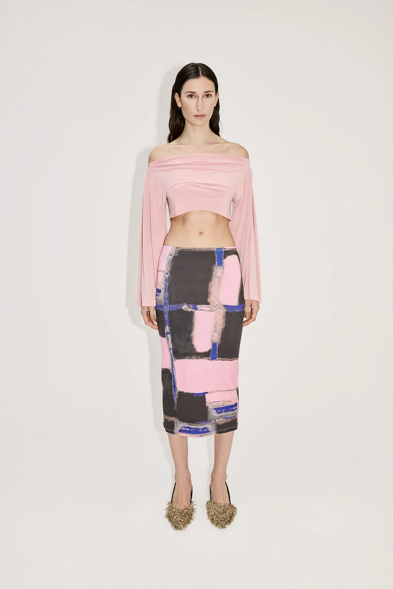 ABSTRACT PRINT PENCIL SKIRT