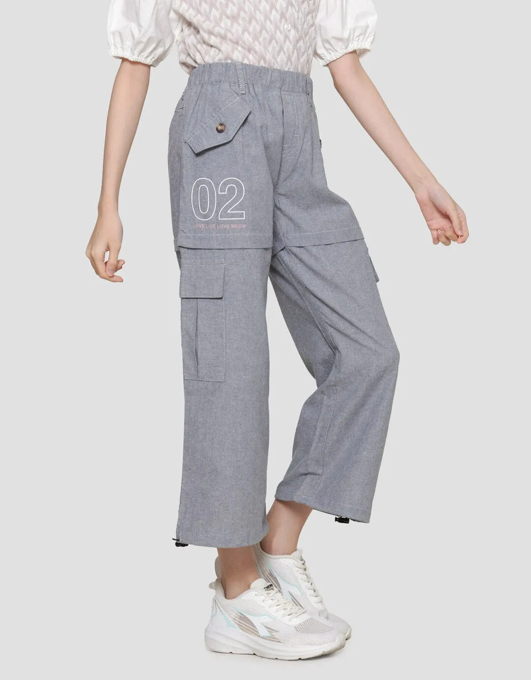 Aero Woven Wideleg Meow Celana Panjang Anak Perempuan