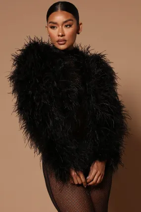 Amalia Feather Coat - Black