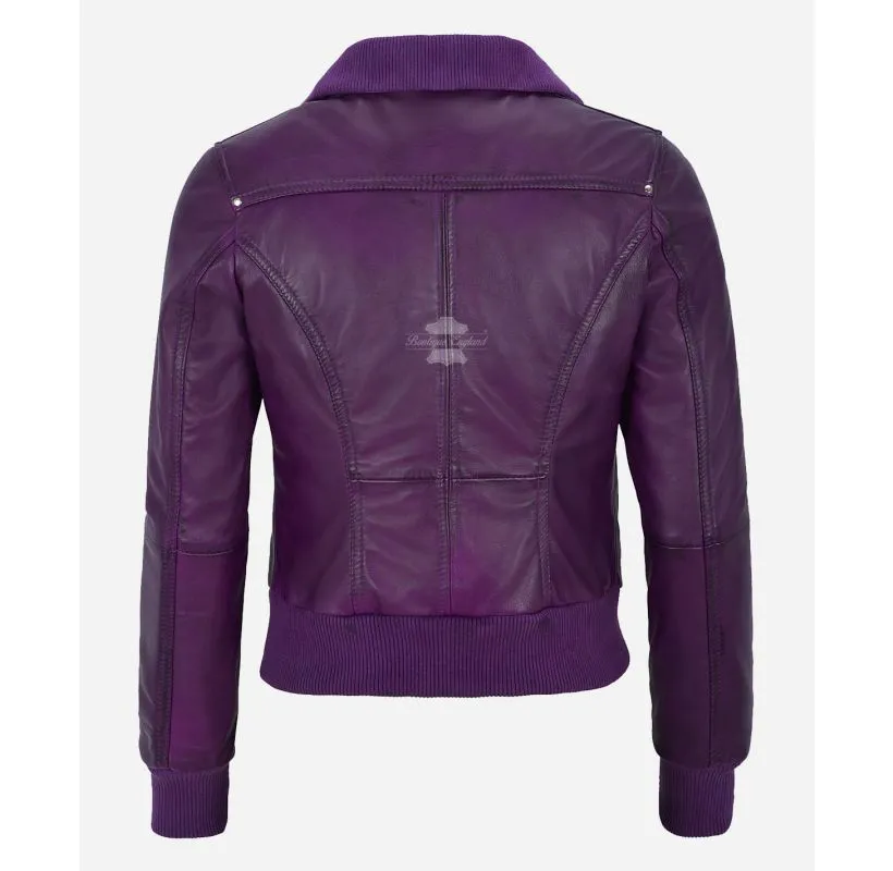 Atlantic Aviator Ladies Bomber Leather Jacket Slim Fit Leather Jacket