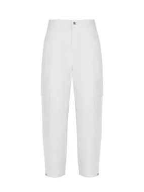Balloon Denim Cargo Pants (White)