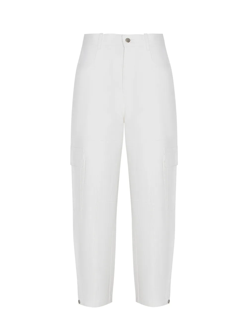 Balloon Denim Cargo Pants (White)