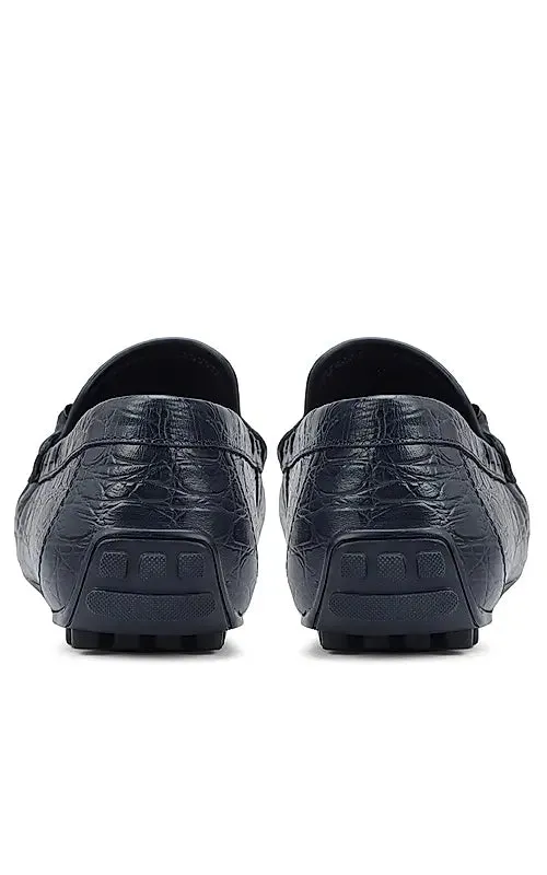 Blue Croco Textrured Moccasins