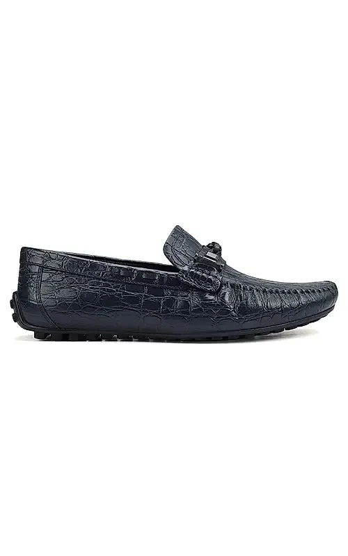 Blue Croco Textrured Moccasins
