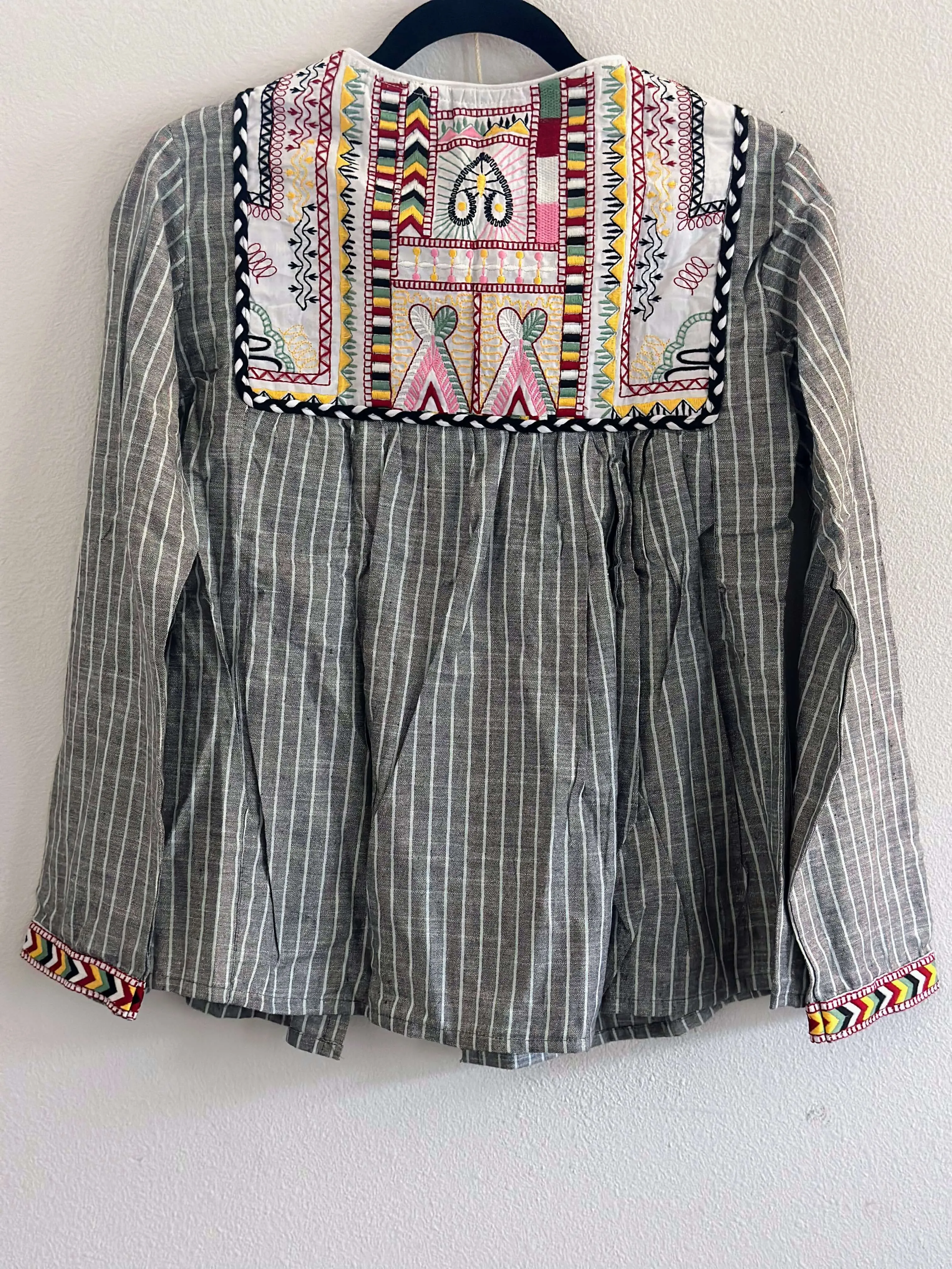 Bohemian Dress Style Cotton Coat [Gray]