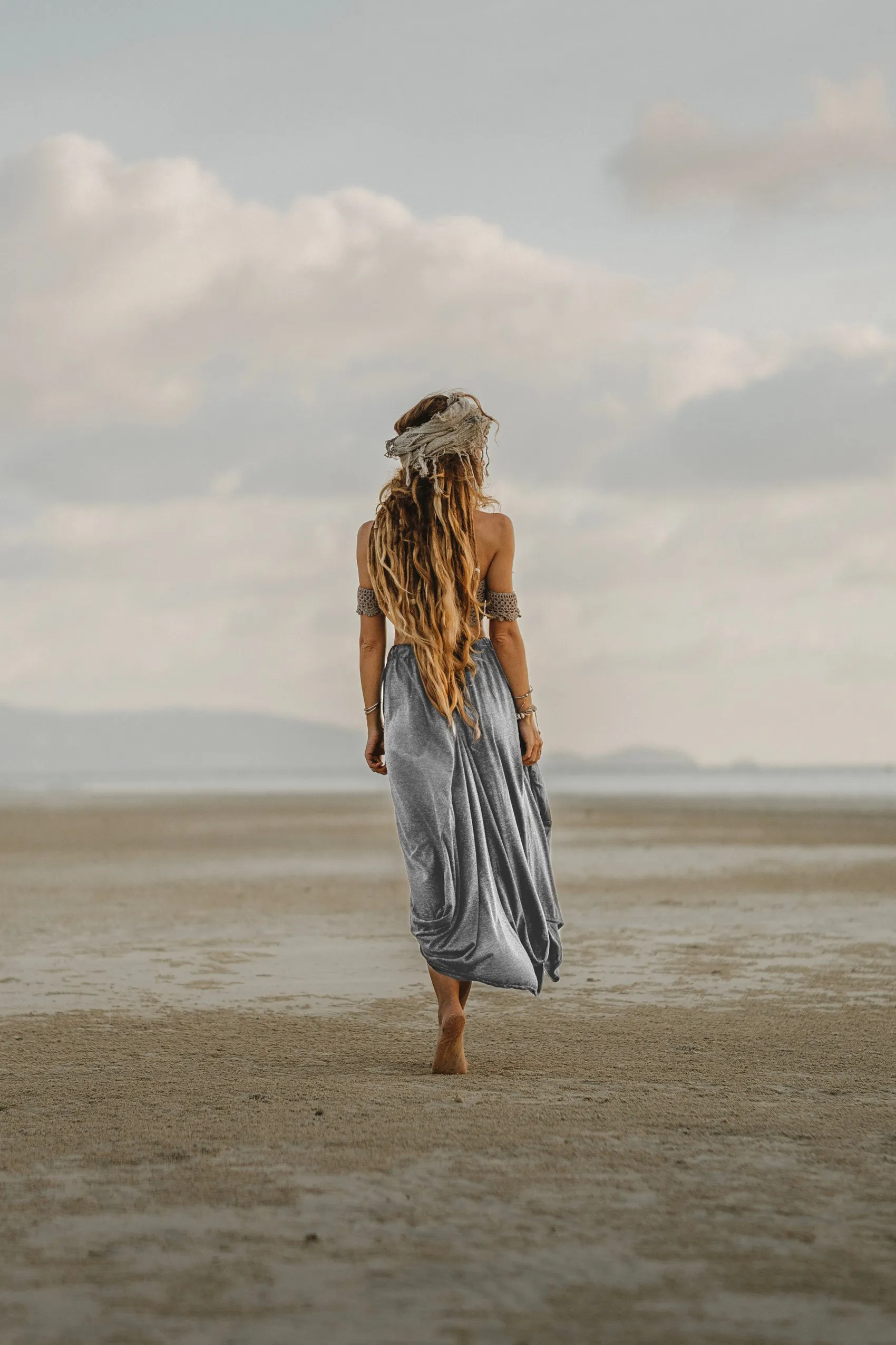 Boho Maxi Skirt Nariya Light Grey