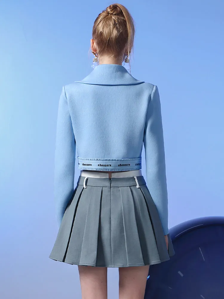 Box-Pleats Flare Casual Mini-Skirt
