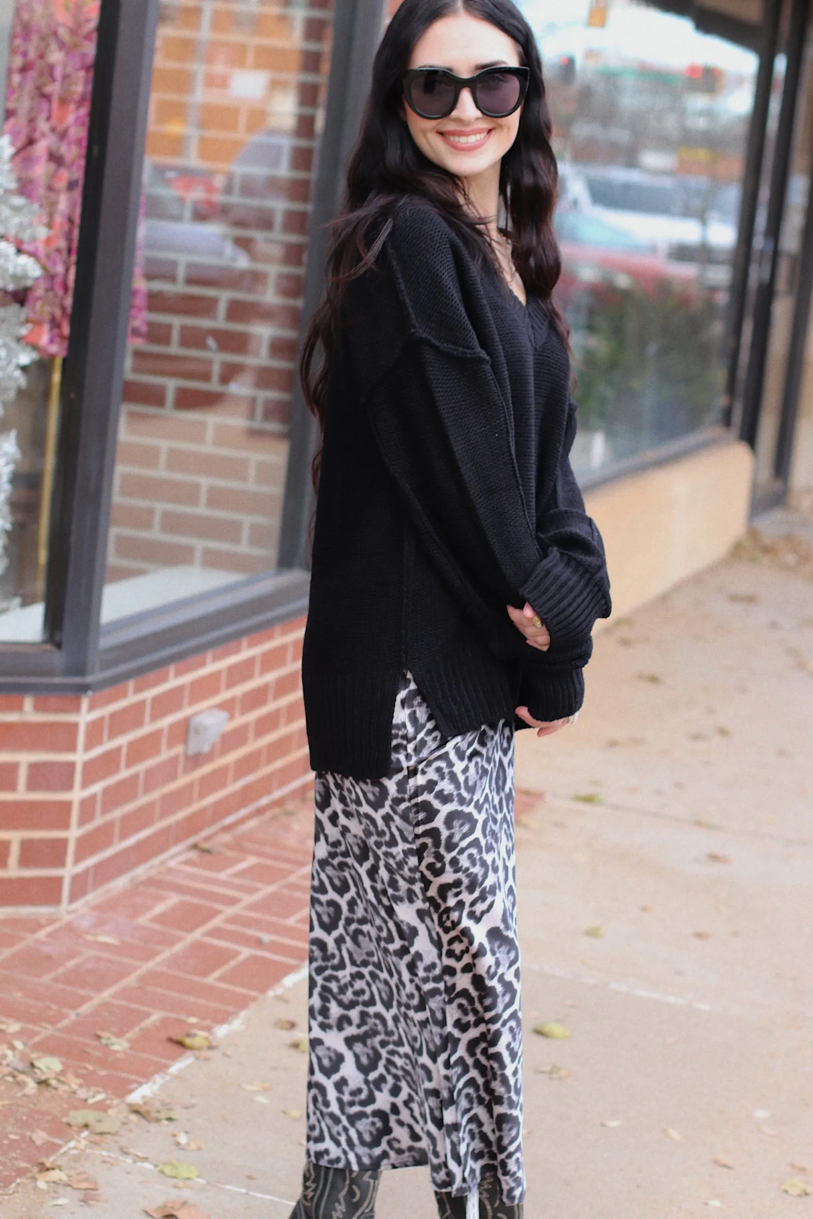 Britt's Fave Midi Skirt   Black Leo