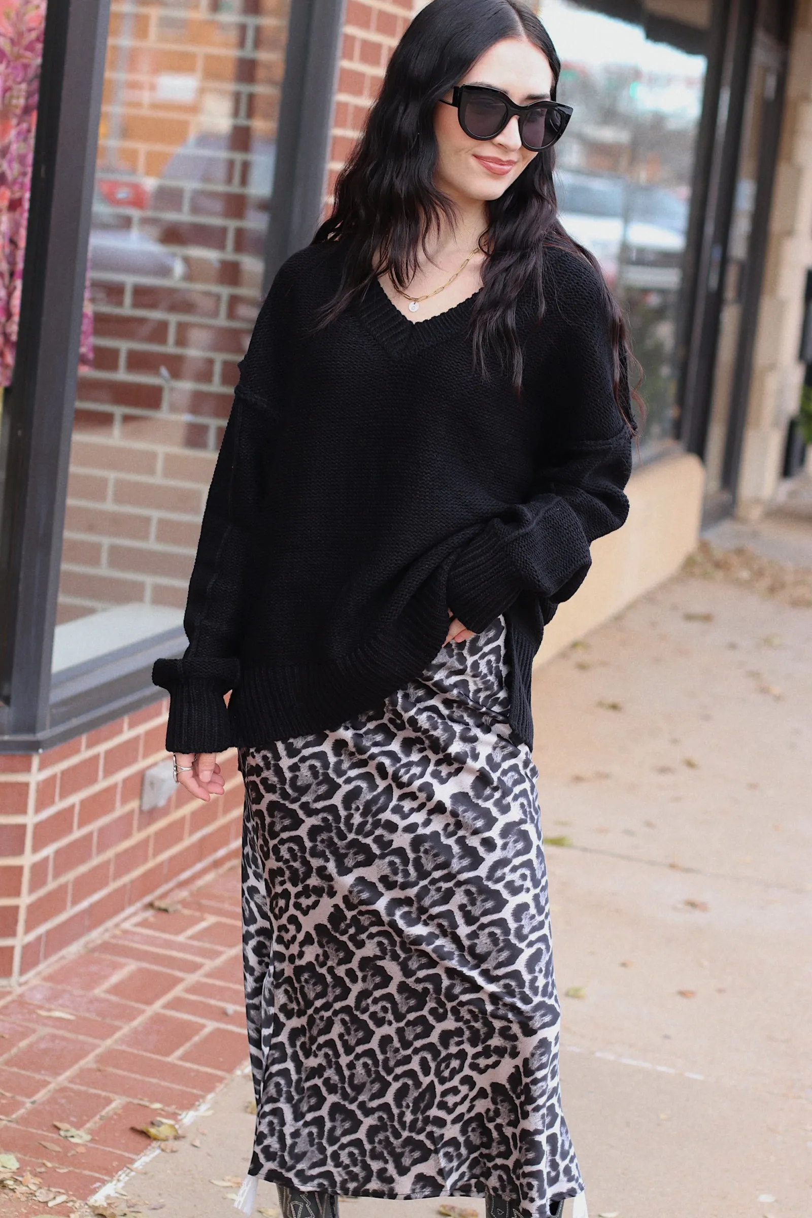 Britt's Fave Midi Skirt   Black Leo