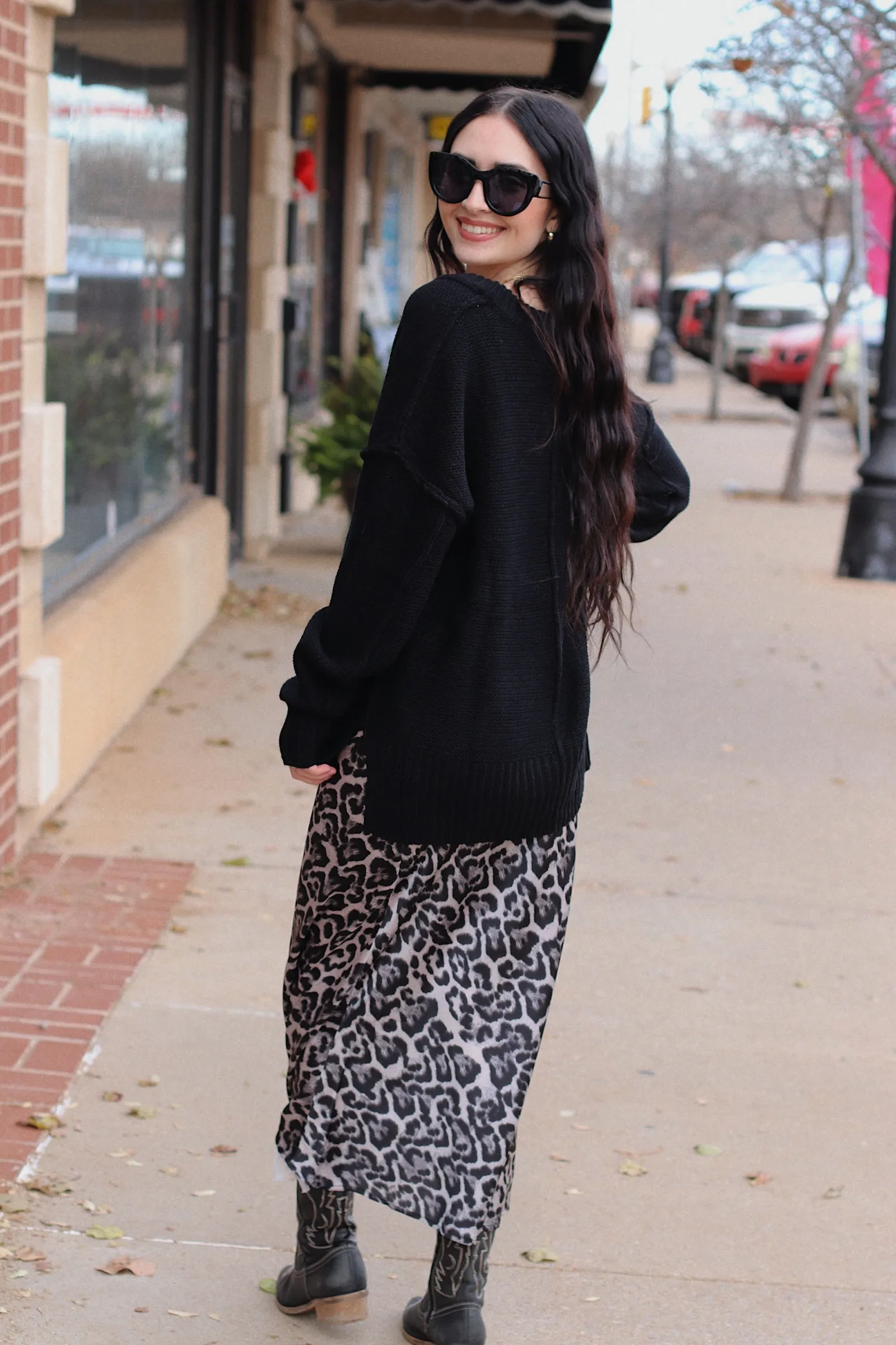 Britt's Fave Midi Skirt   Black Leo
