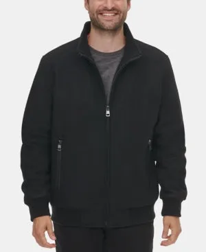 Calvin Klein Mens Regular fit Bomber Jacket Coat Large Black Wool