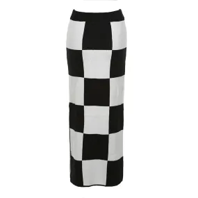 Checkerboard Maxi Skirt