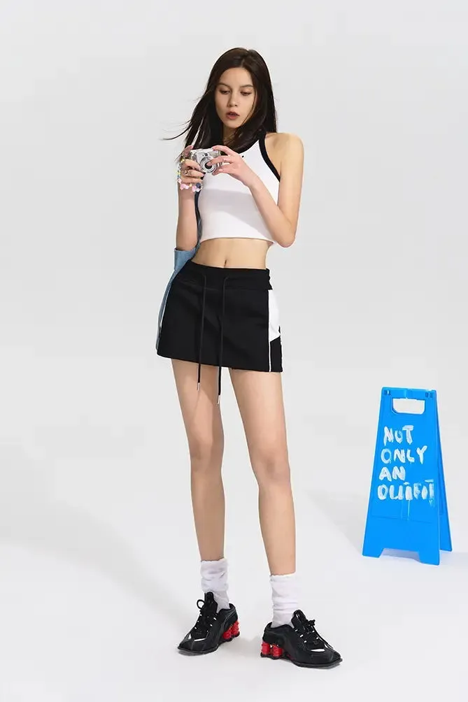 Cotton Tennis Skirt with Drawstring