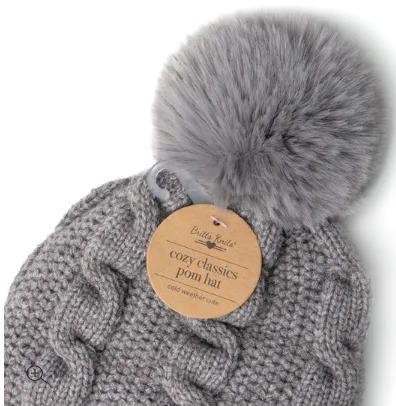Cozy Classic Pom Hat Gray