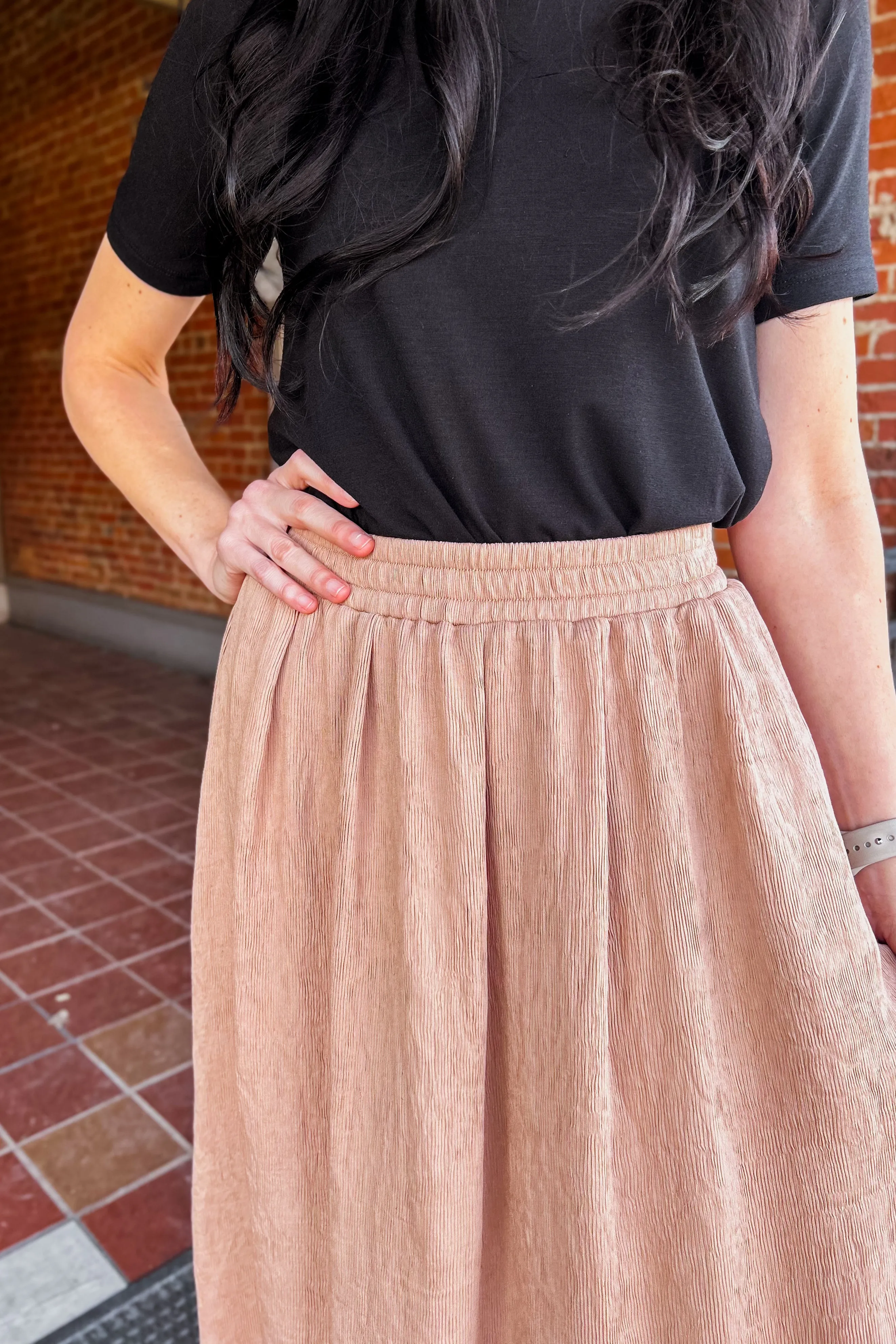 Crinkle Skirt - Mocha