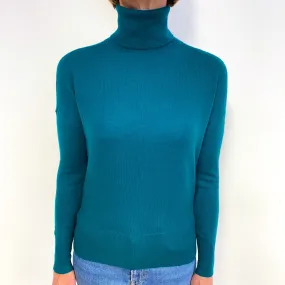 Dark Emerald Green Cashmere Polo Neck Jumper Medium