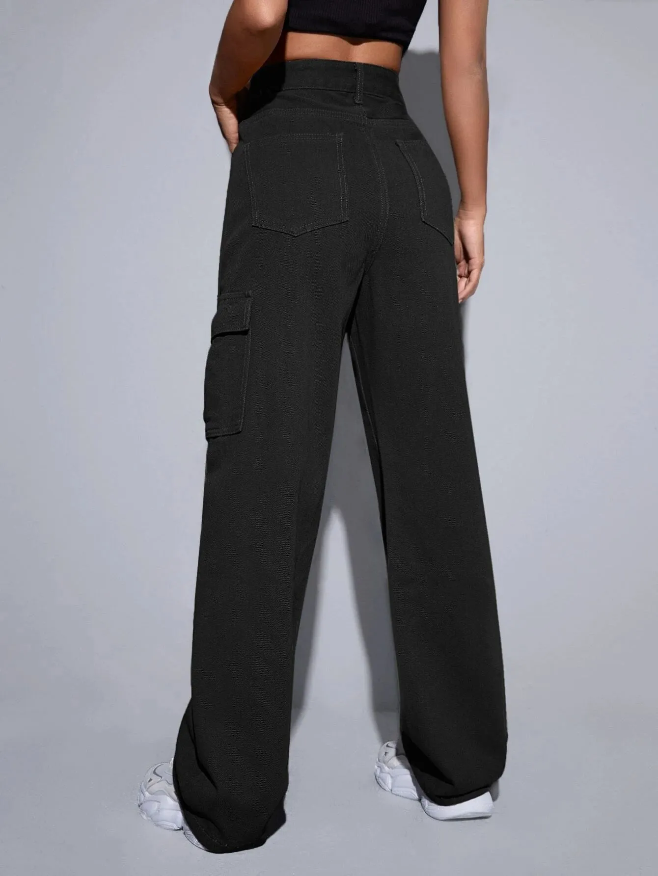 Denim Loose High Waist Cargo Jeans