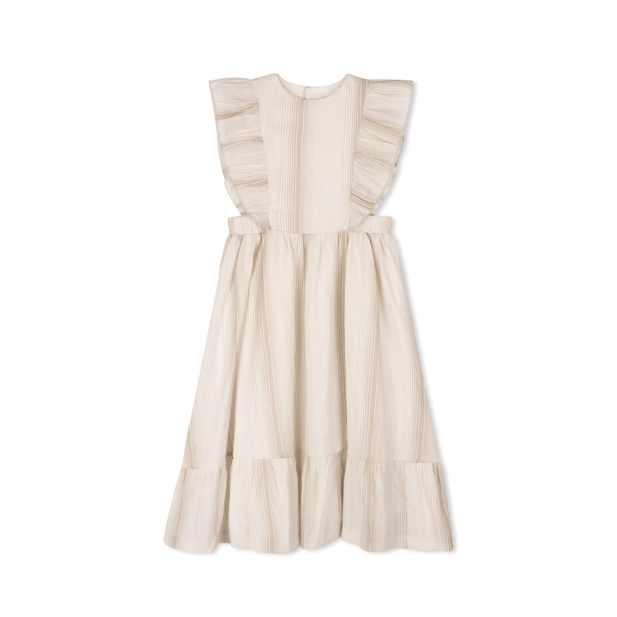 dress flutter sleeves striped jumper - beige