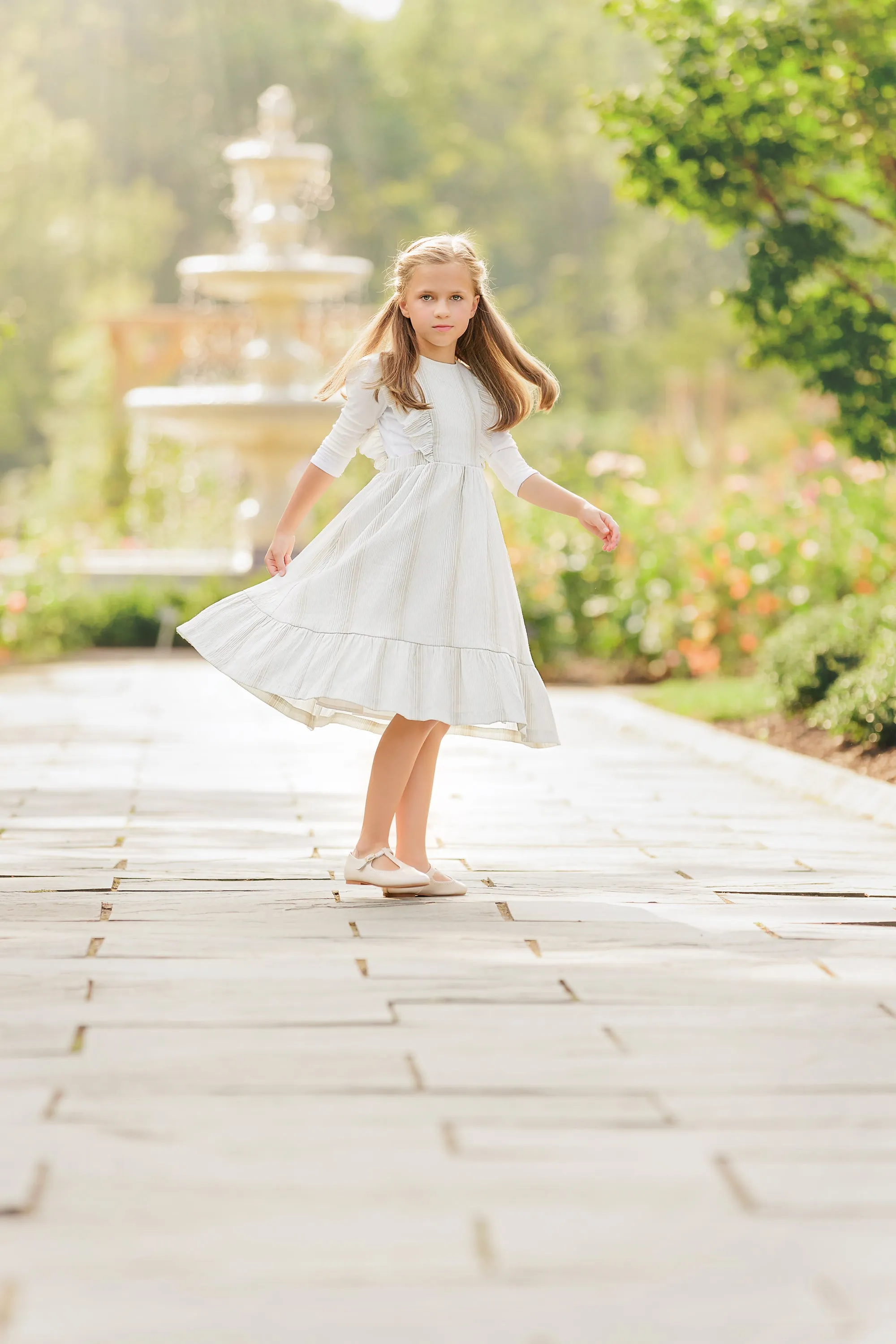 dress flutter sleeves striped jumper - beige