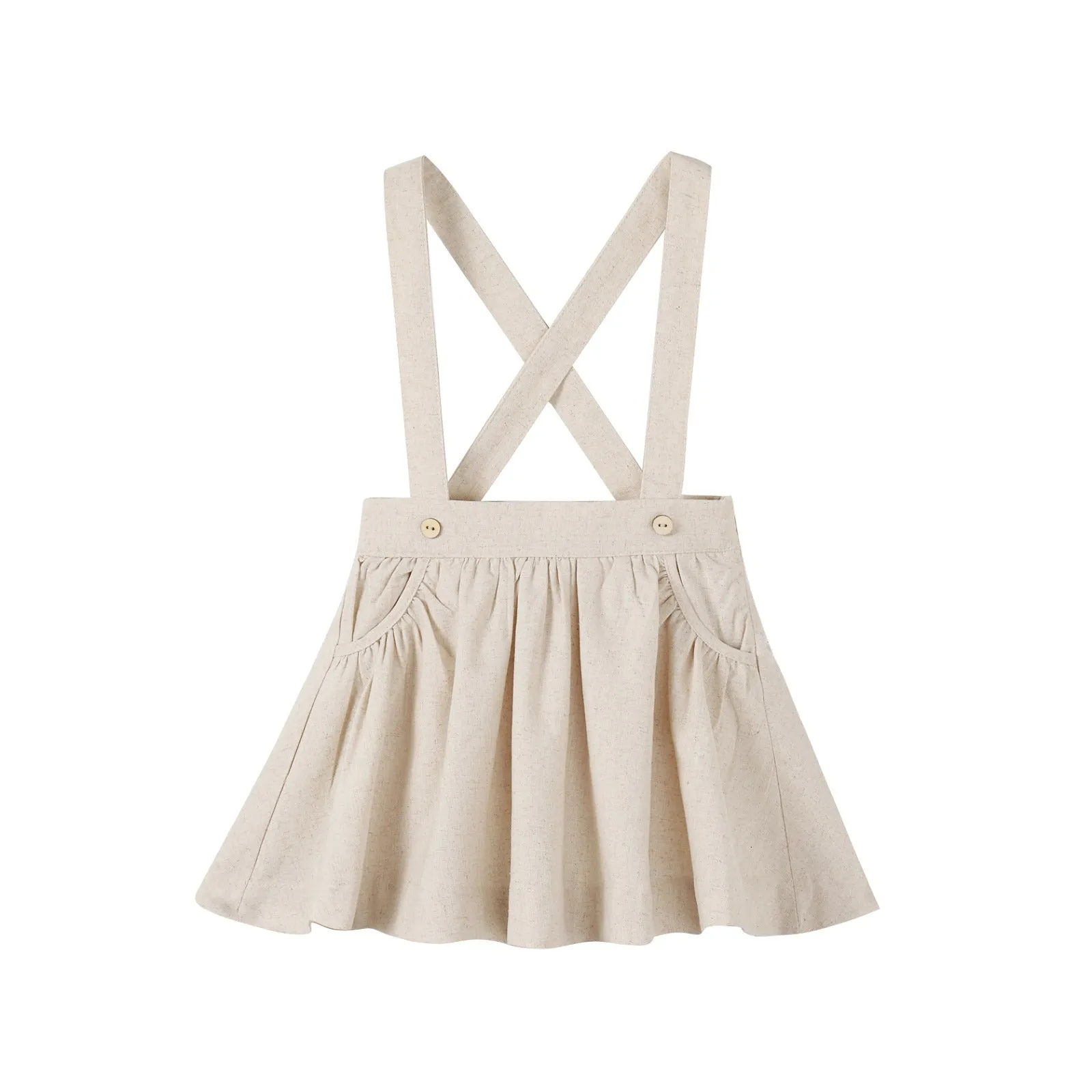 dress jumper with crossback suspenders - tan