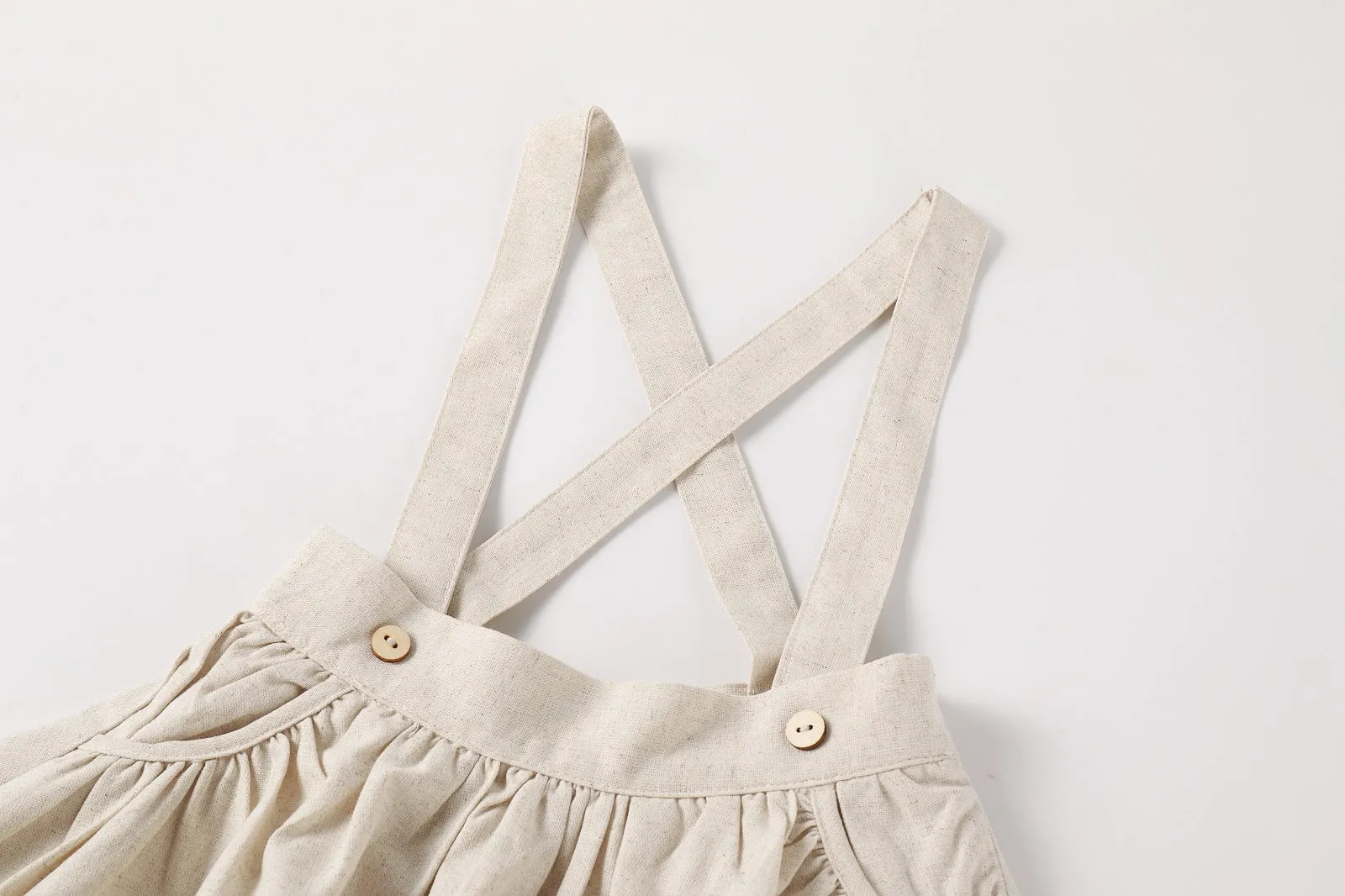 dress jumper with crossback suspenders - tan
