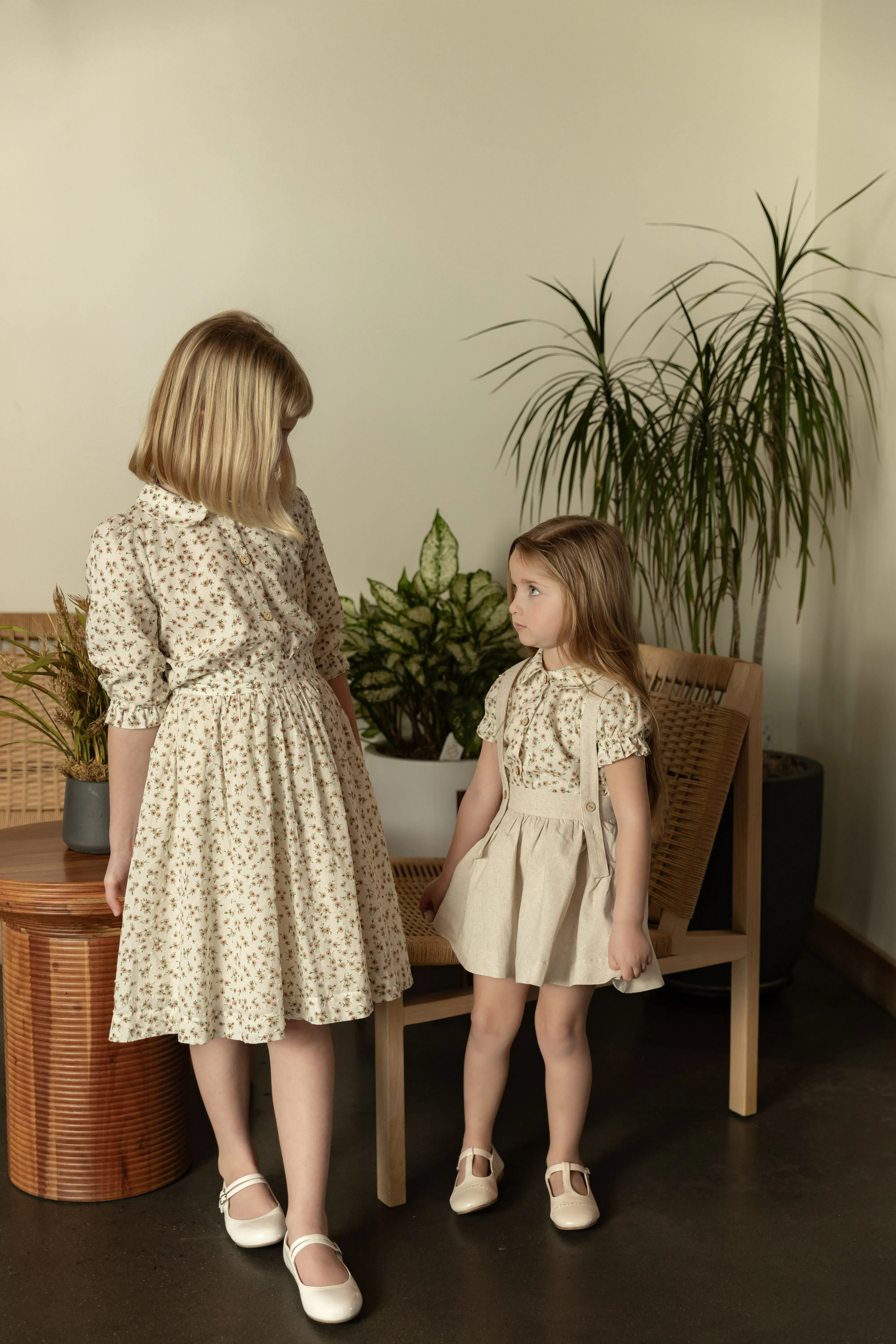 dress jumper with crossback suspenders - tan