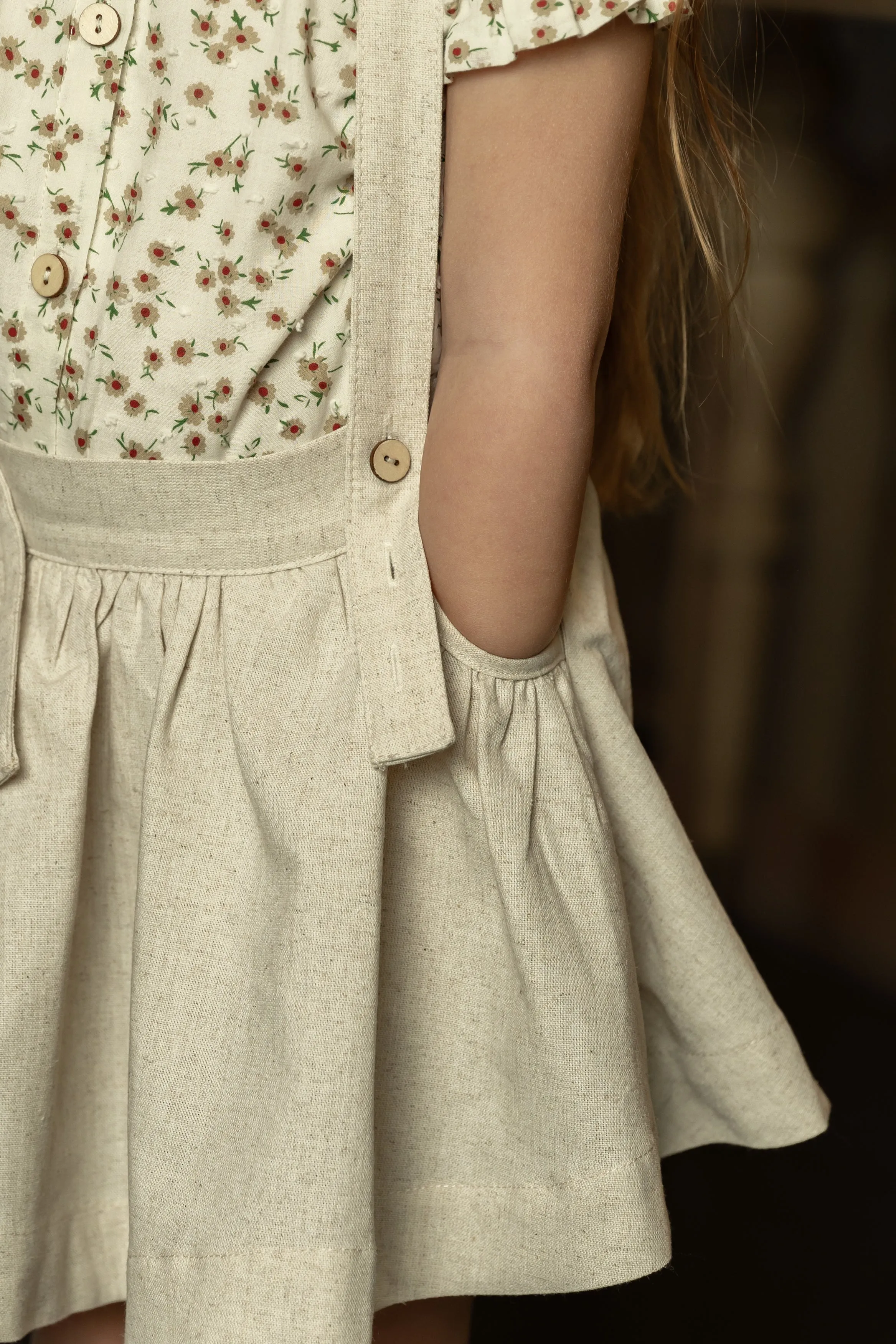 dress jumper with crossback suspenders - tan