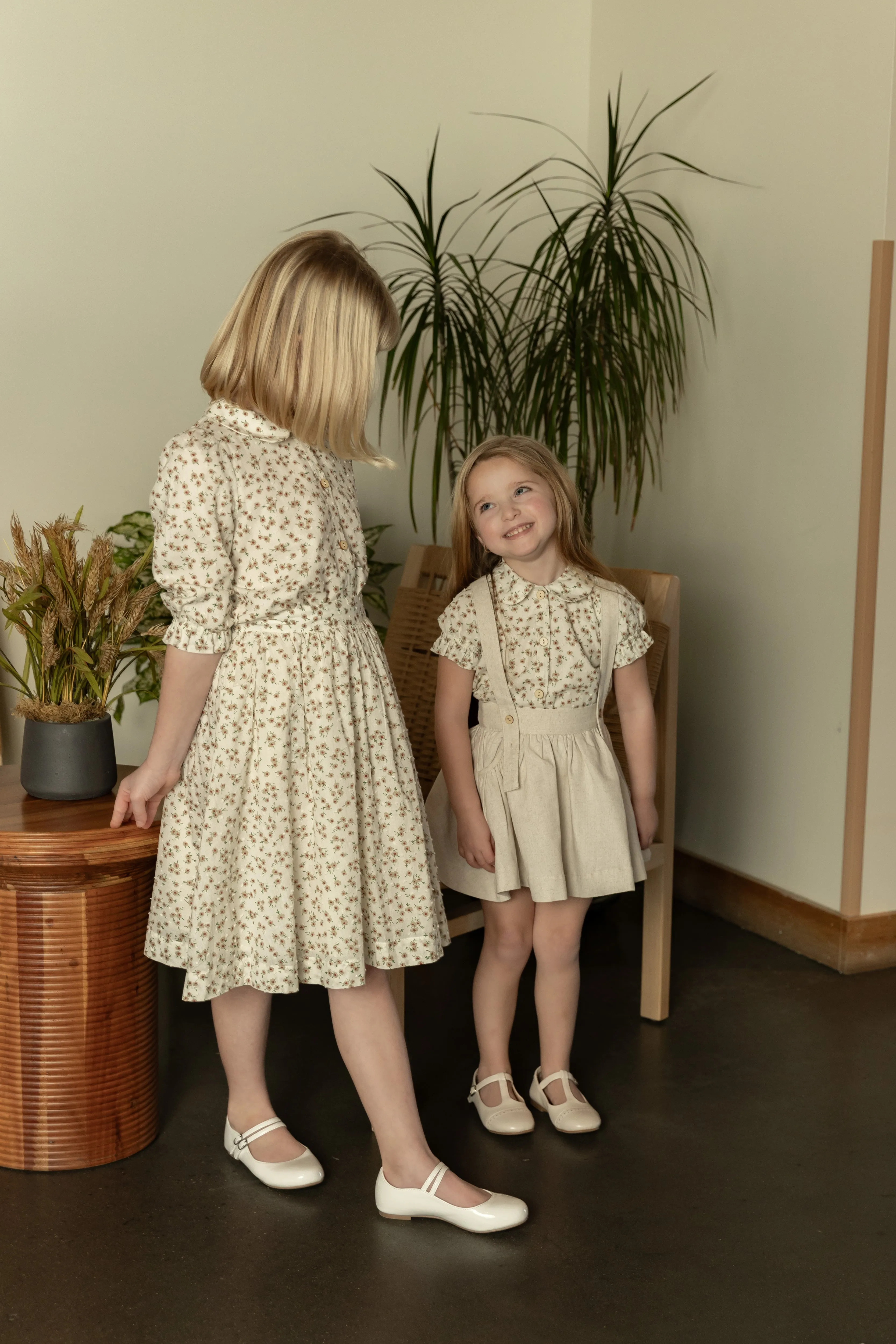 dress jumper with crossback suspenders - tan