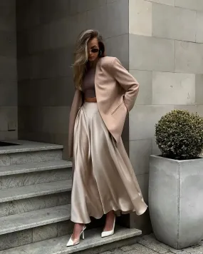 Elegant Flared Monica Maxi Skirt