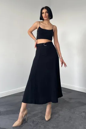 ELS Belted Skirt - Black - Batumi
