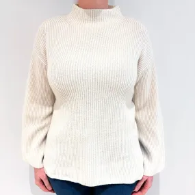 Everlane Cream Chunky Cashmere Turtle Neck Jumper Large