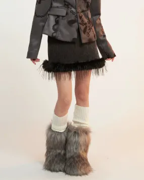 Faux Fur Stitch Knitted Thickened Skirt