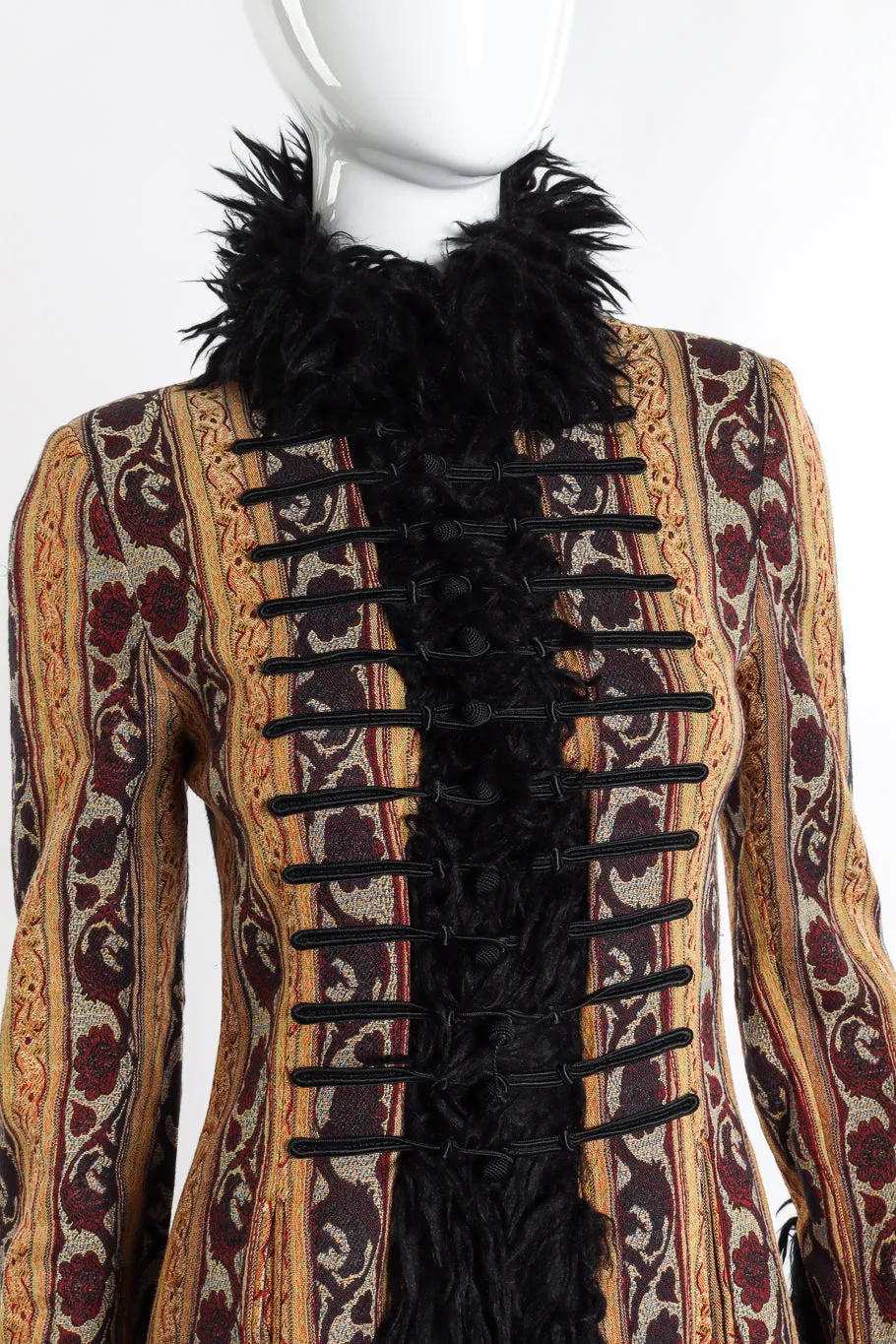 Faux Fur Trim Tapestry Coat