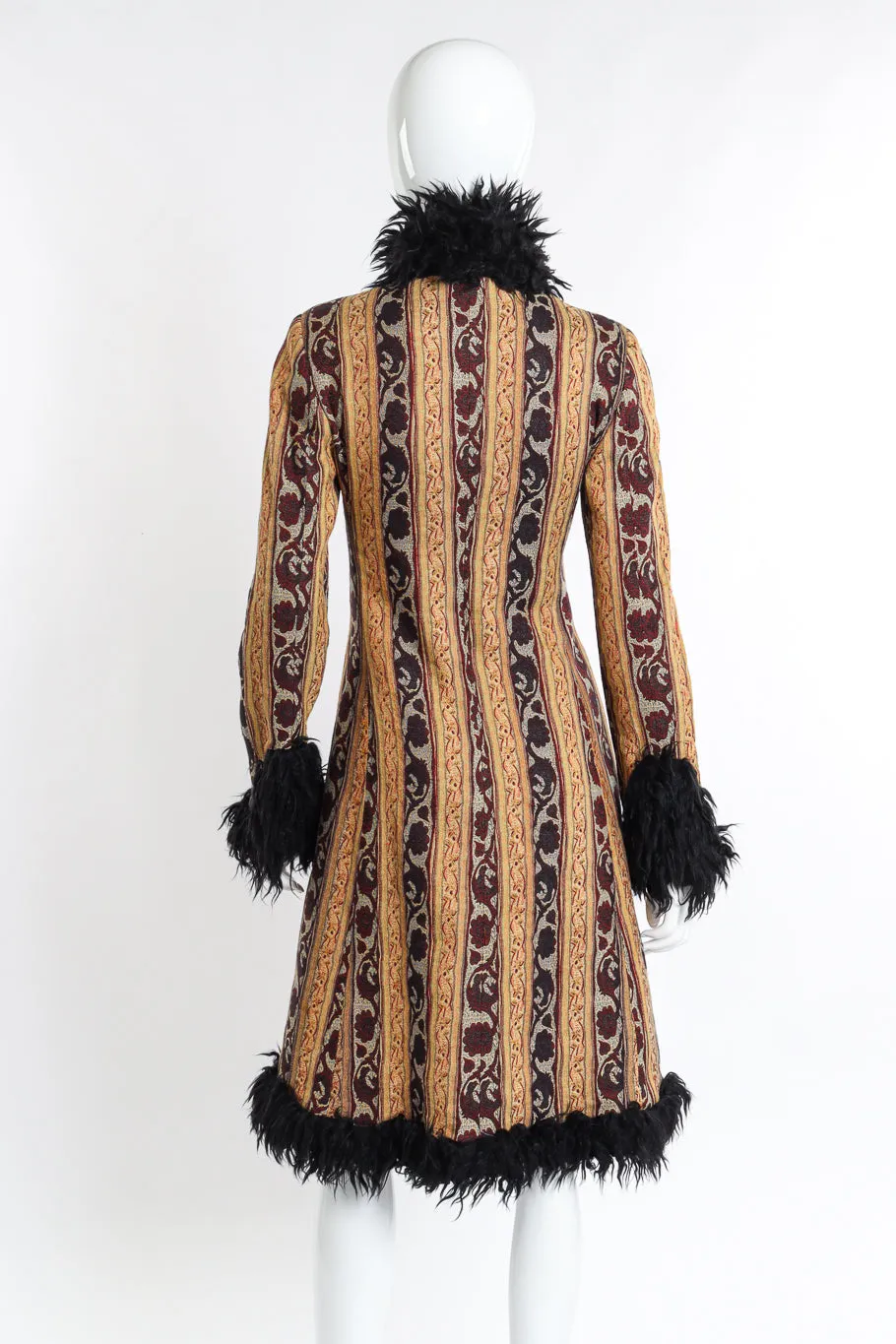 Faux Fur Trim Tapestry Coat