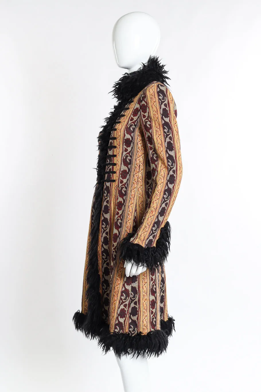 Faux Fur Trim Tapestry Coat