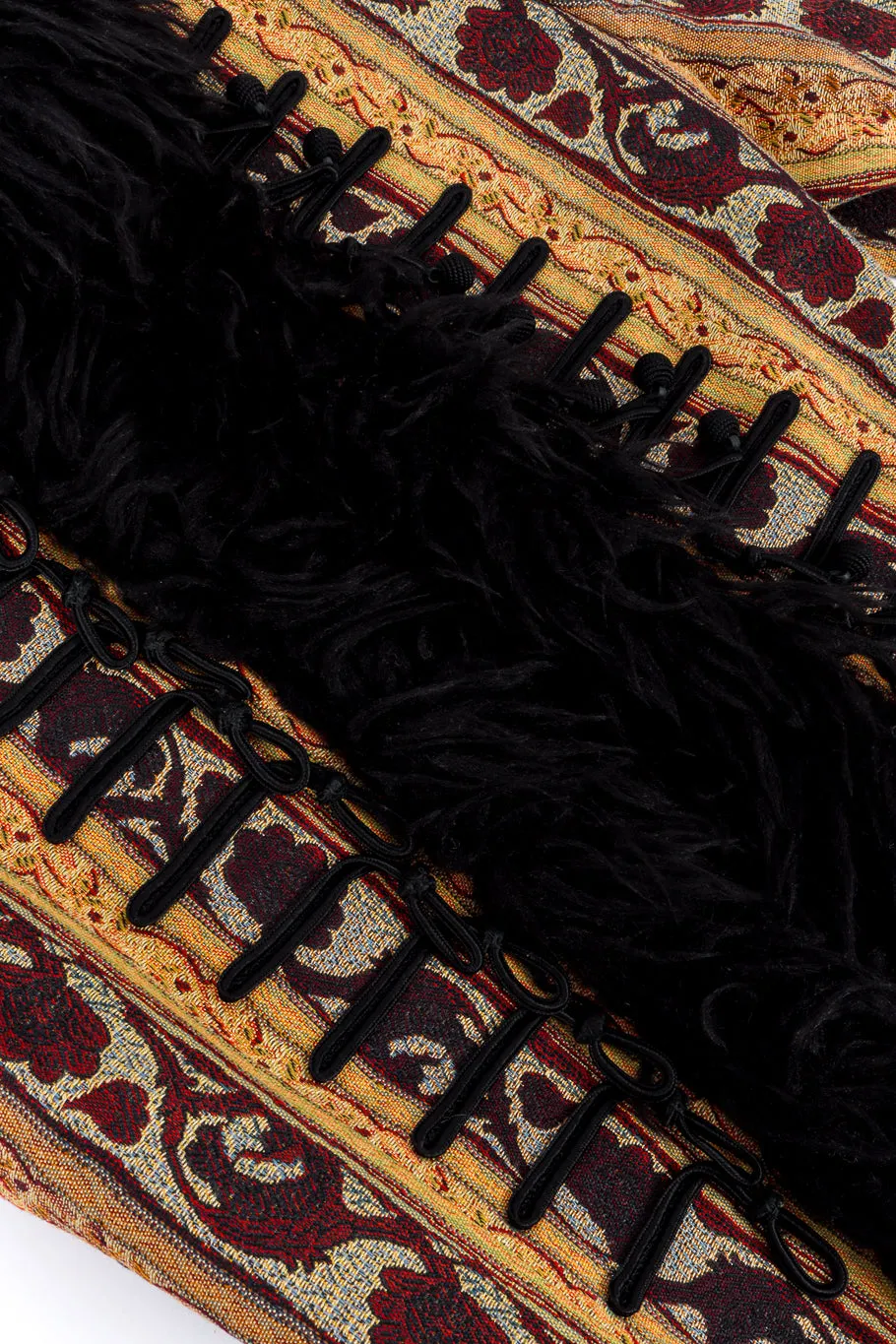 Faux Fur Trim Tapestry Coat