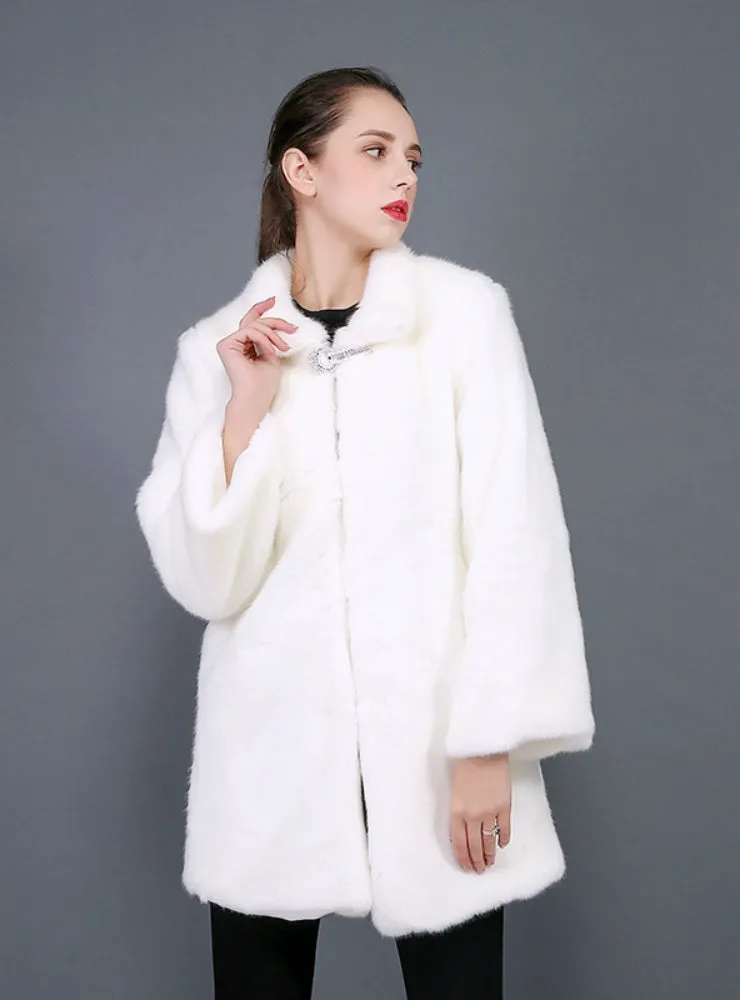 Fox Fur-Like Mosaic Waistcoat Long Vest Jacket