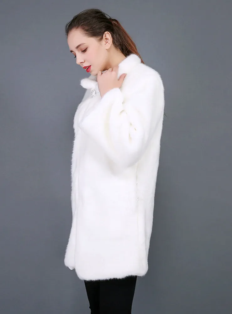 Fox Fur-Like Mosaic Waistcoat Long Vest Jacket
