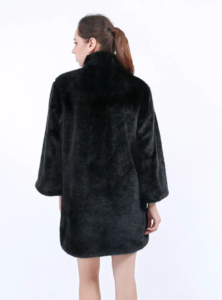 Fox Fur-Like Mosaic Waistcoat Long Vest Jacket