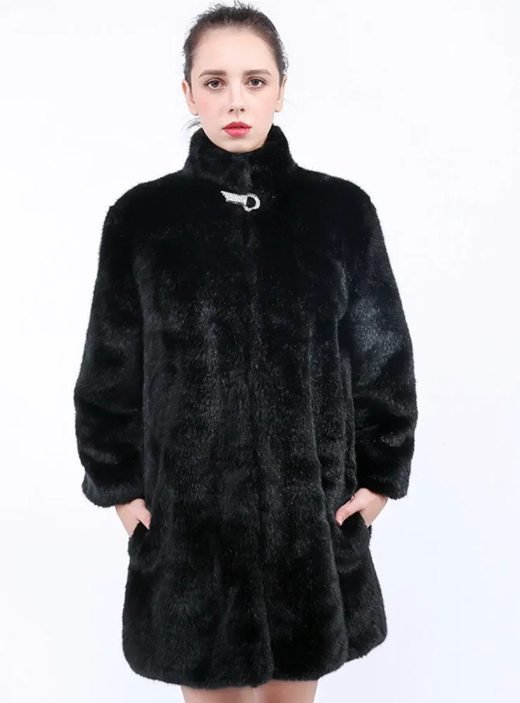 Fox Fur-Like Mosaic Waistcoat Long Vest Jacket