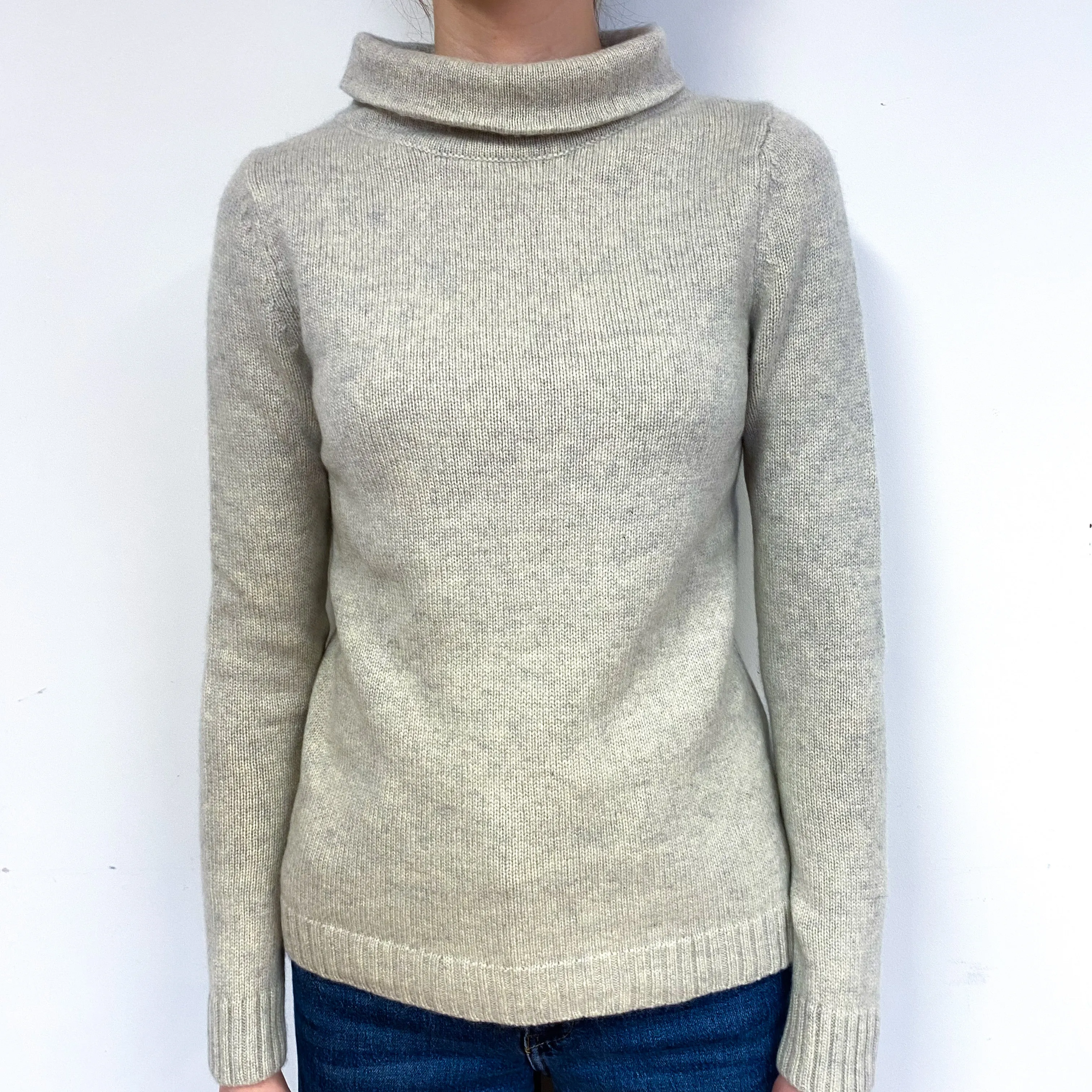 Frost Grey Cashmere Funnel Neck Jumper Extra Small