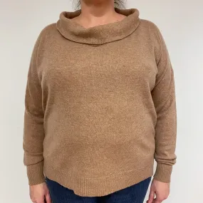 Fudge Brown Cashmere Roll Neck Jumper Extra Large