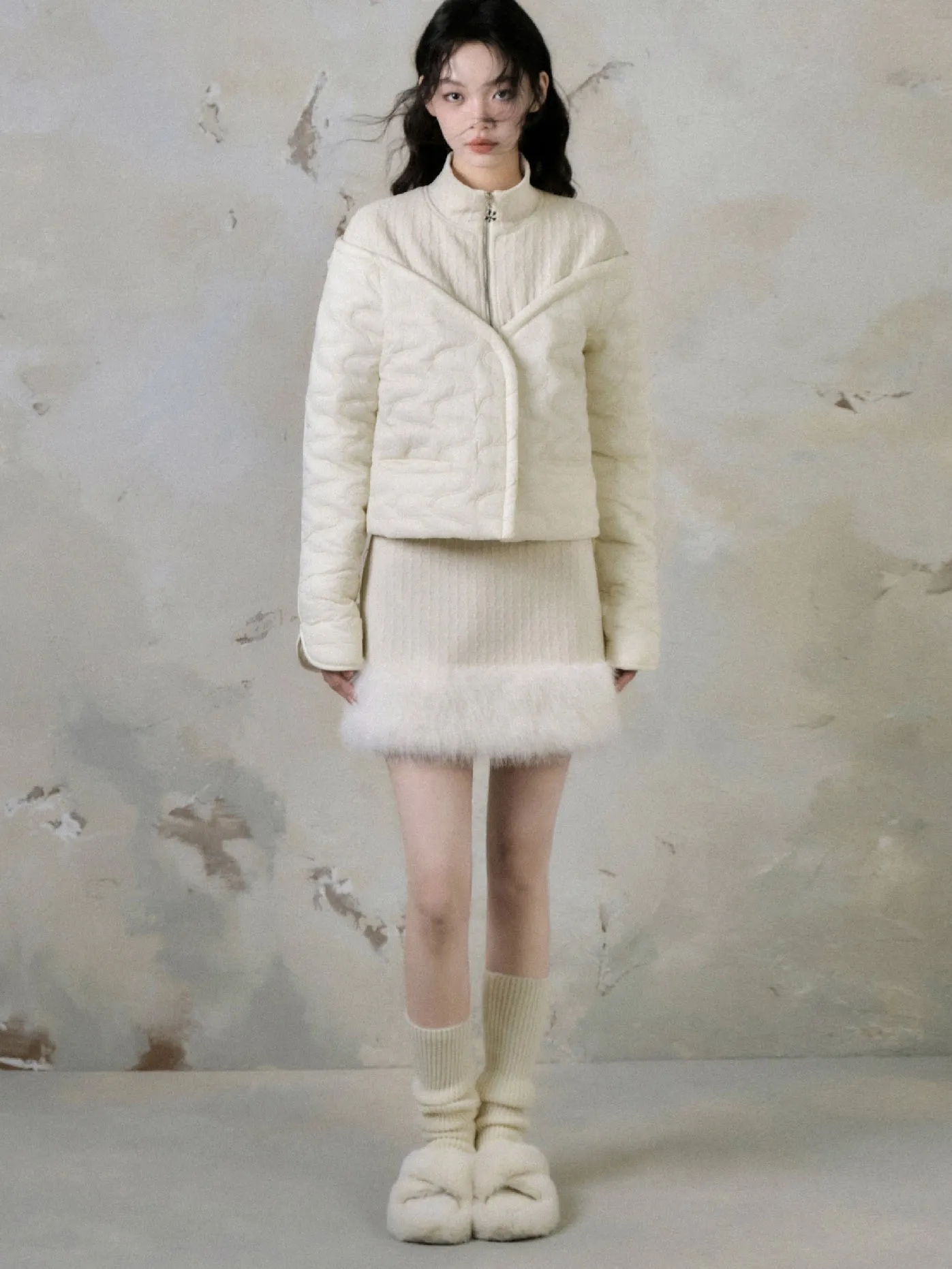 Fur Stitch A-Line Skirt