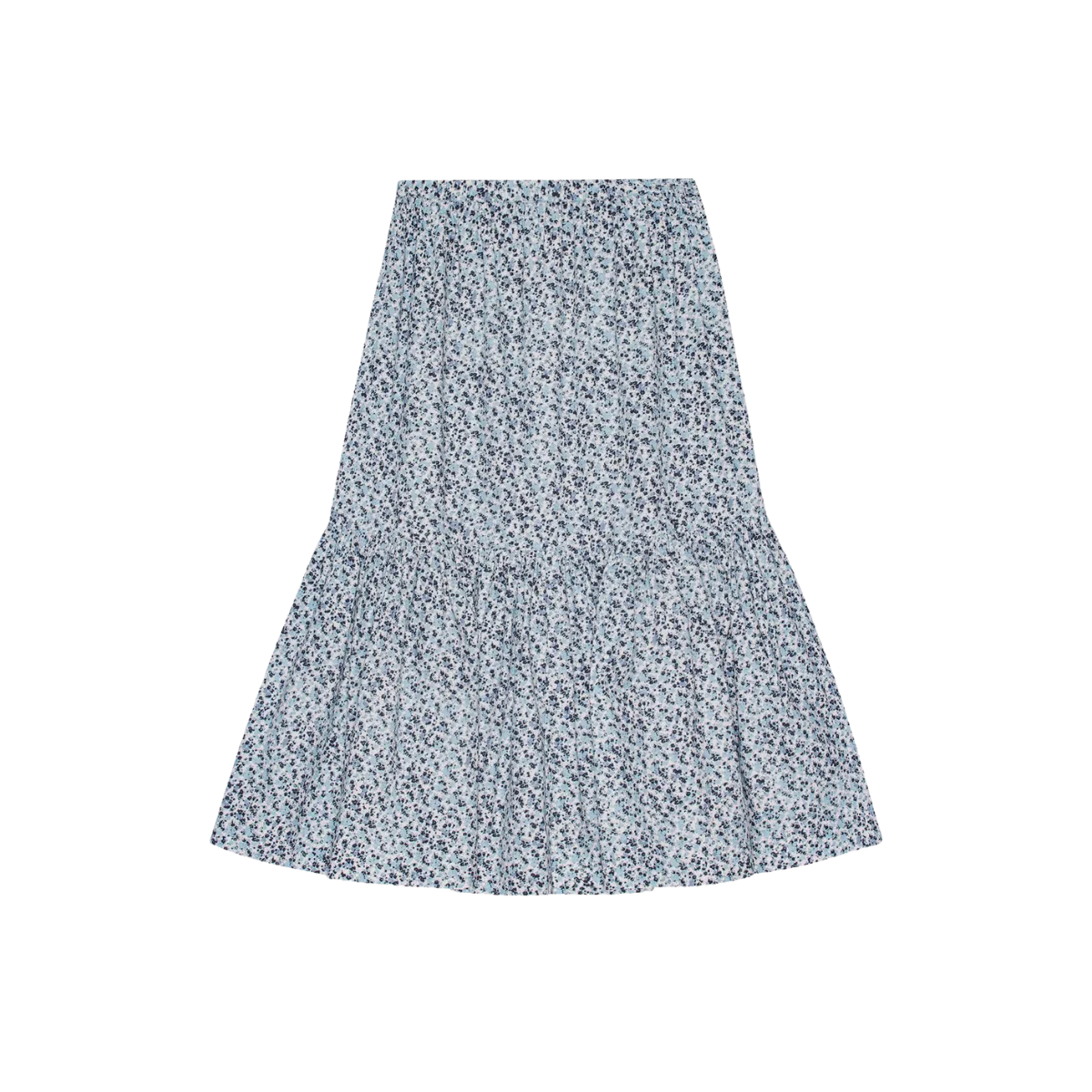 Ganni Printed Cotton Maxi Flounce Skirt